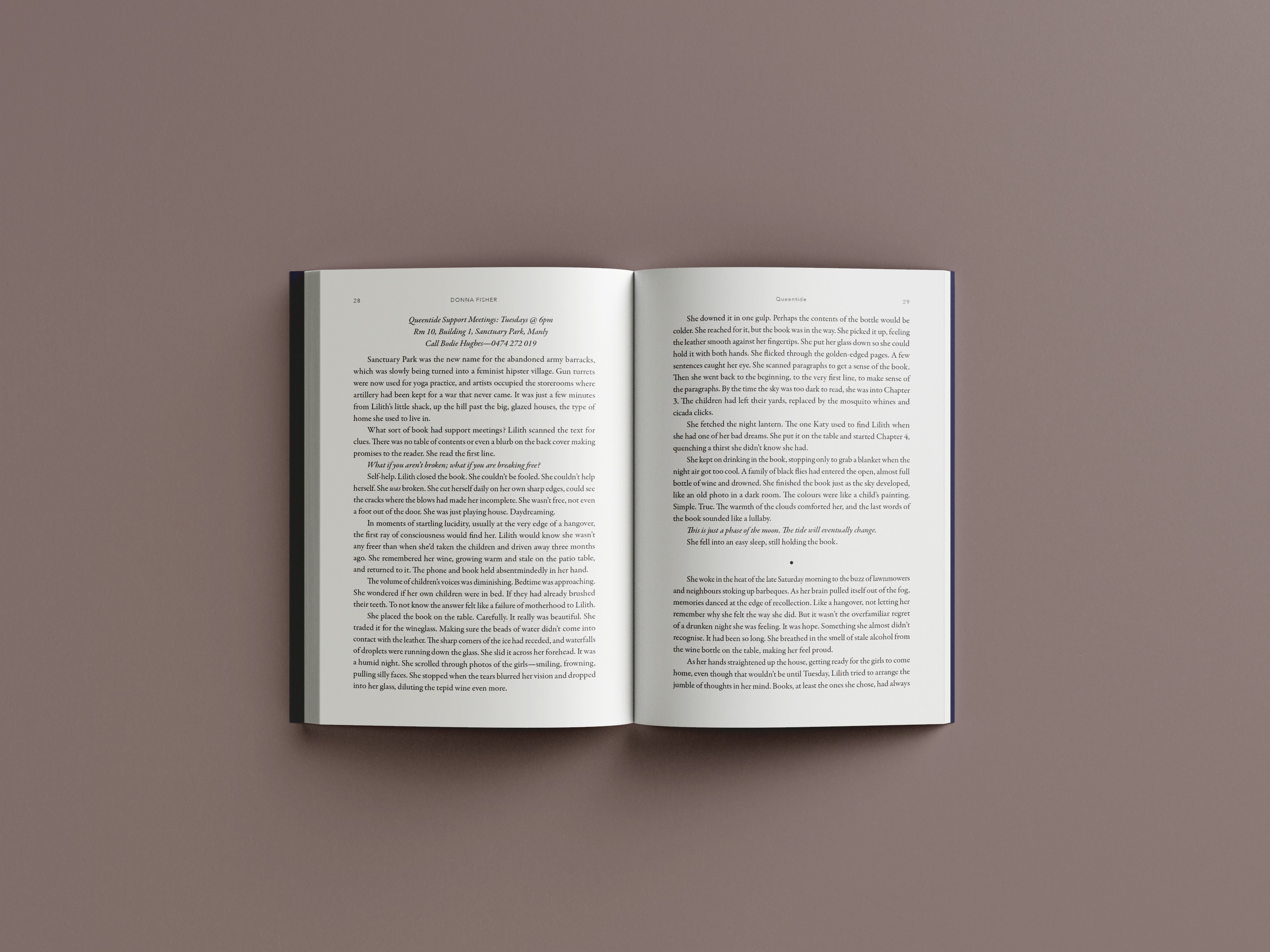 Interior spread with body text and running headers in traditional book layout