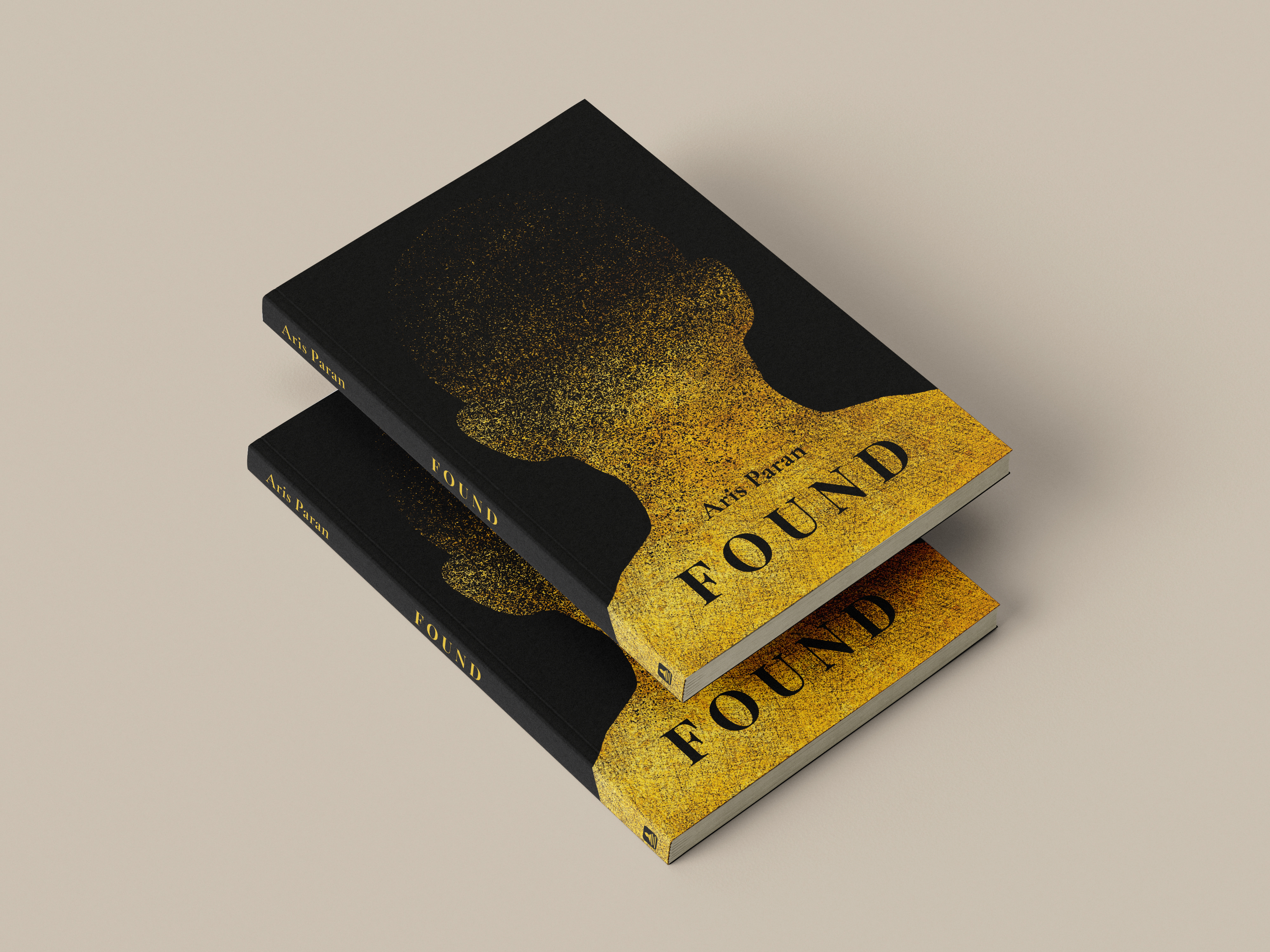 Two copies of Found stacked, showing front cover and spine with red sprayed edges